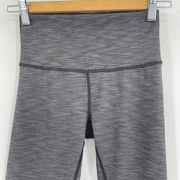 Lululemon Gray & Black Striped Wunder Under High-Rise Leggings Size 4 - Picture 2 of 6